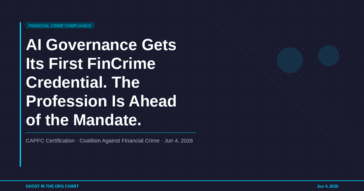 Financial Crime Compliance Gets Its Own AI Credential